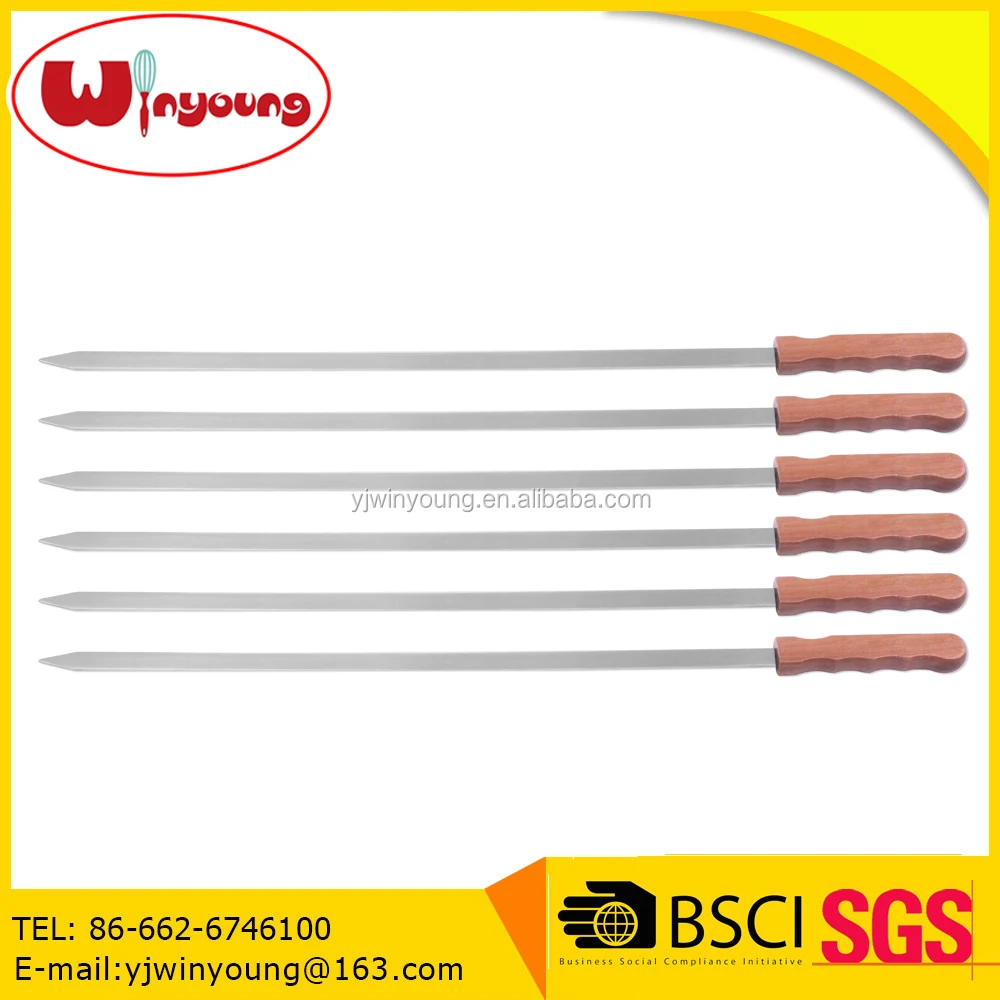 
Durable and Reusable Barbecue Grilling Kabob Skewer with wood handle pack in carrying bag 