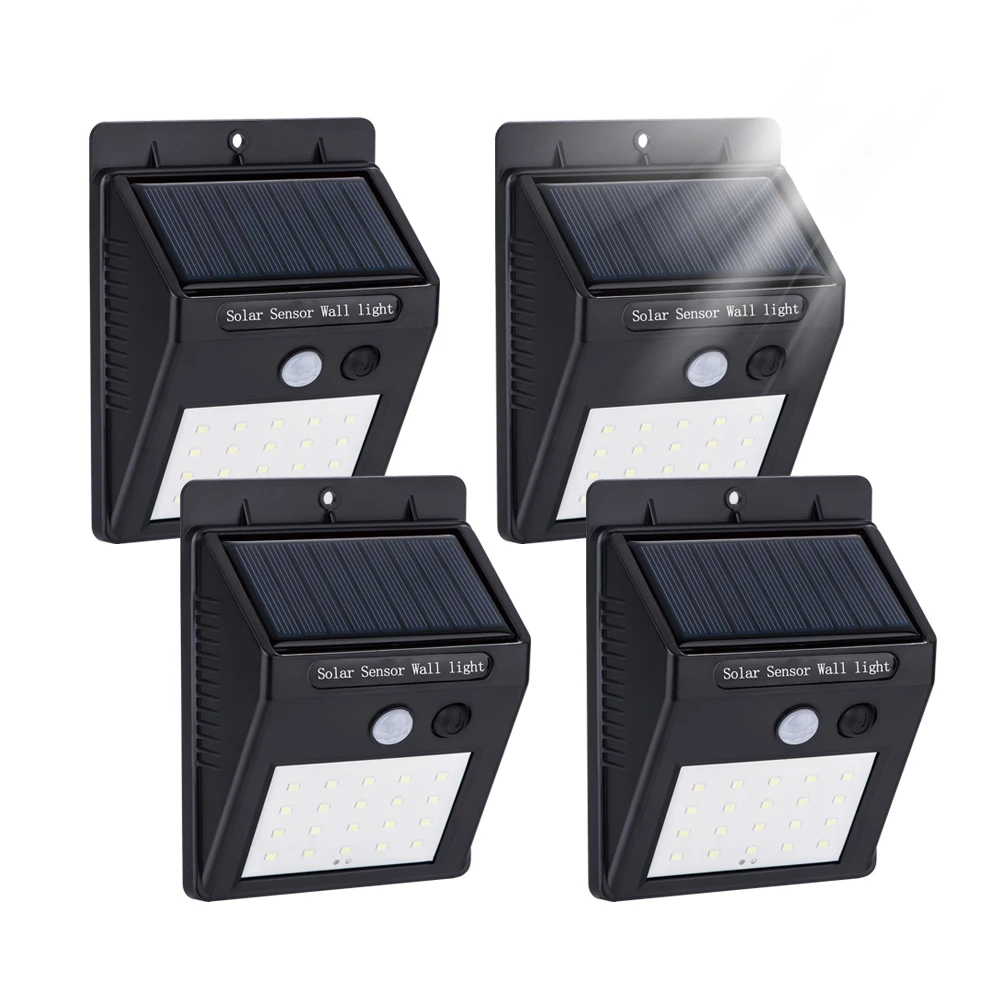 Crazy Hot Selling 20 led waterproof IP65 solar power pir motion sensor outdoor wall light for garden