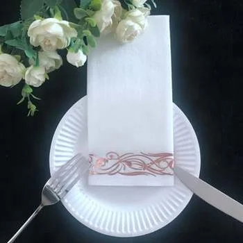 Hand Towels Airlaid HOT GOLD Floral Printed Durable, Cloth Like & Disposable Guest Towels & Bathroom Towels (17"x12"Pack of 100)