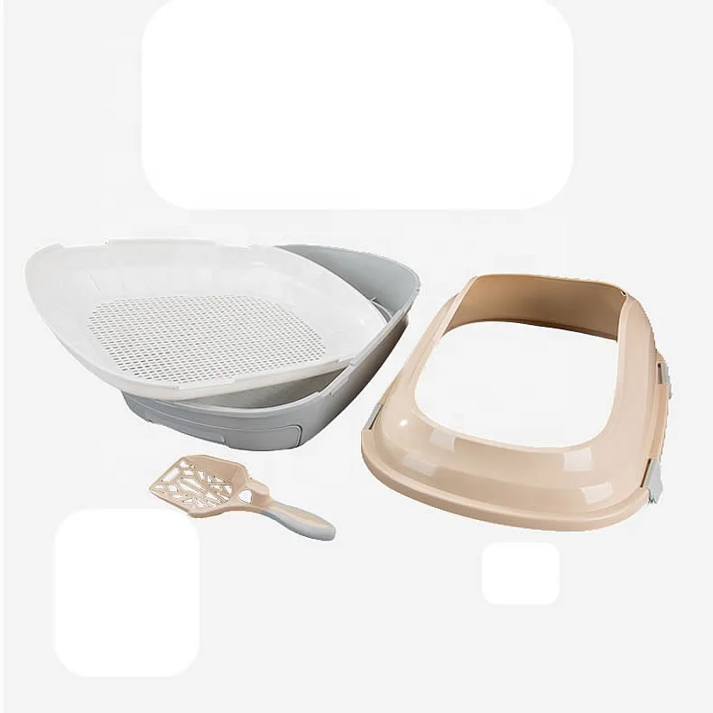 easy clean cat litter box with tray for cat