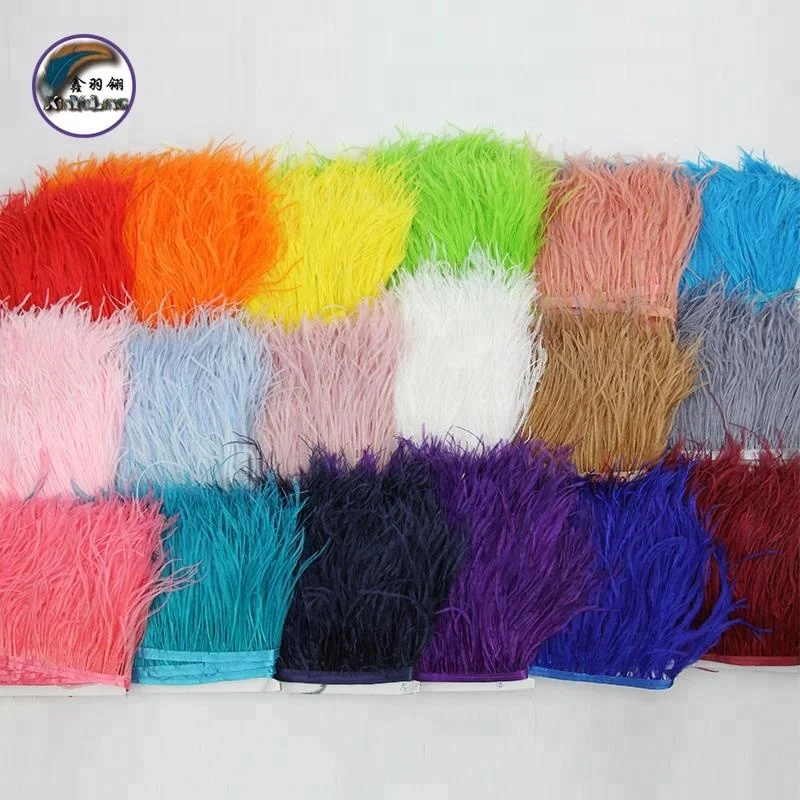 4-6 Ιντσα(10-15 εκ) Wholesale High quality real feather Soft And Fluffy Ostrich Feather fringe Trim fabric for evening dress