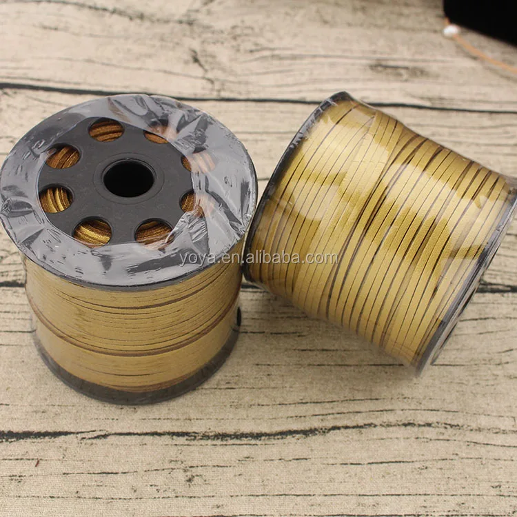 
 Золотистый плоский шнур ST1038 из искусственной замши, замшевое кожаное кружево с металлическим Золотистым Покрытием  