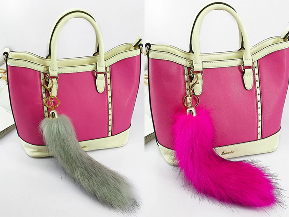 Yongze Soft Long Fur Generic Fake Fox Tails Keychain Wholesale Cheap Plush Keychains