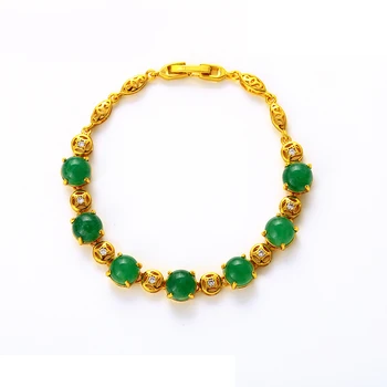 xuping jewelry round shape Malaysia jade gemstone beads bracelet for women