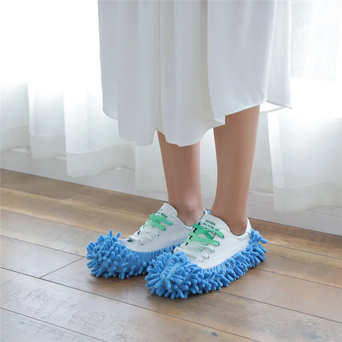 2Pcs Dust Mop Slipper Lazy Floor Polishing Cleaning Easy Foot Sock Shoe Cover 