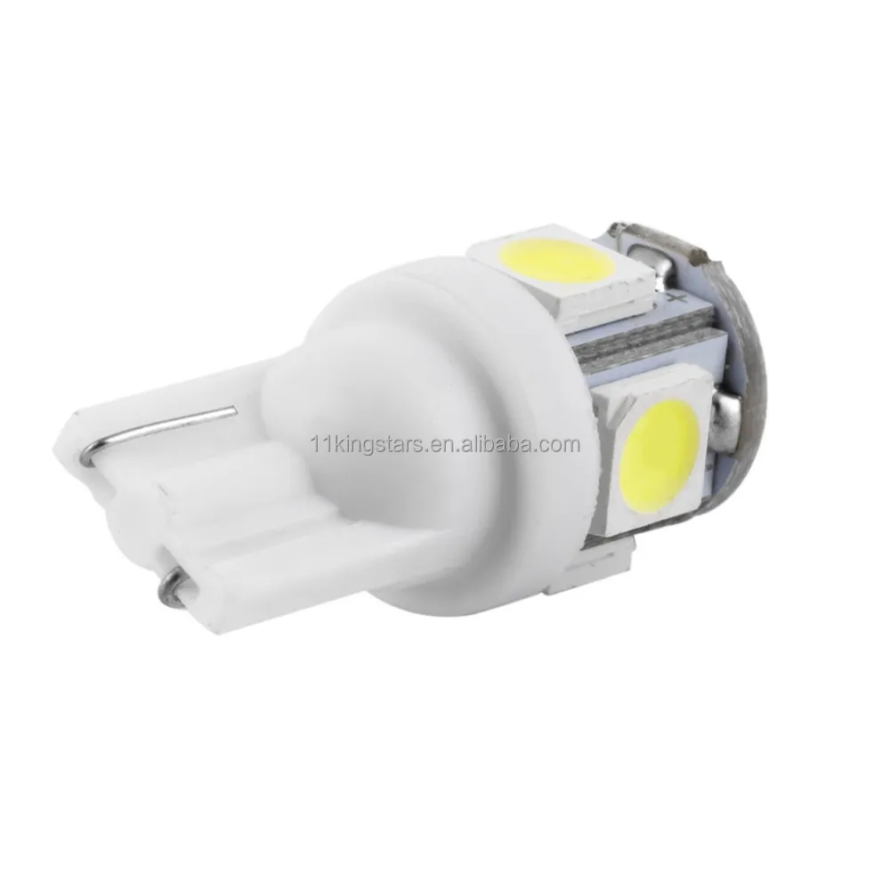 thumbnail image 2 of 10-Pack T10 5050 5-SMD LED Bulbs – 194 168 W5W Wedge Bulbs For Car Side Marker, Tail Light – Xenon White – 12V 2 of 3