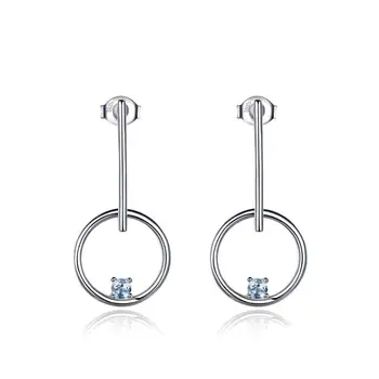 RINNTIN VSE01 Trending Natural Sky Blue Topaz Aretes 925 Sterling Silver Women Earrings