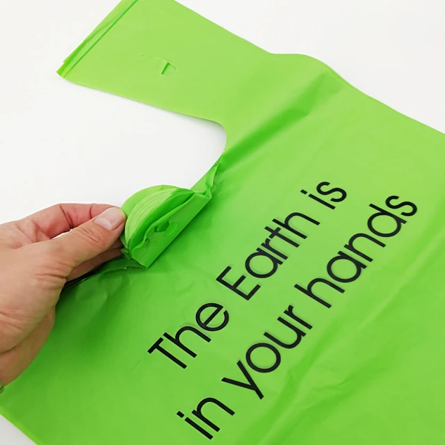 custom PLA compostable 100% biodegradable plastic shopping bag wholesale