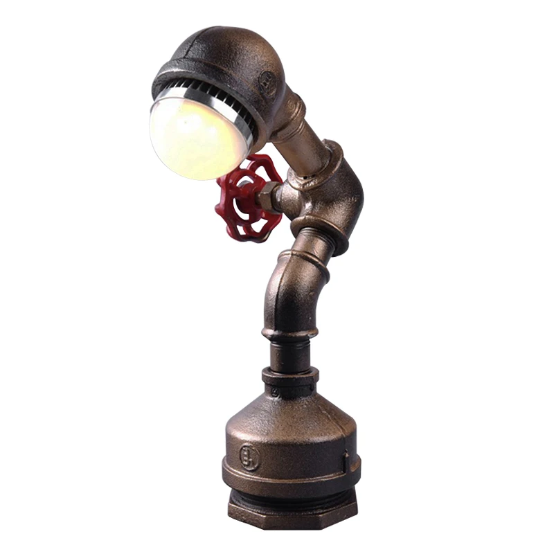 factory price vintage decorative retro industrial wind water pipe led reading light iron table lamp