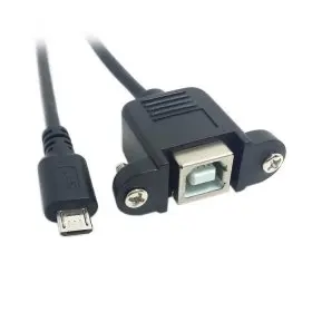 Customized 90 Degree Left Right Angled USB 2.0 Mini B to Type B Female Extension Cable Panel Mount Data Extension Cable