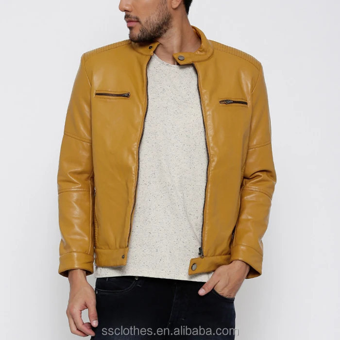 Mustard Yellow Leather Biker Jacket Plus Size