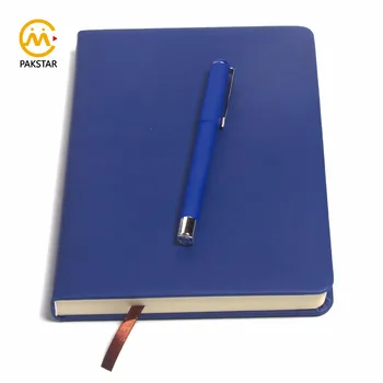 High quality custom blue silky soft PU leather journal book with ribbon bookmark