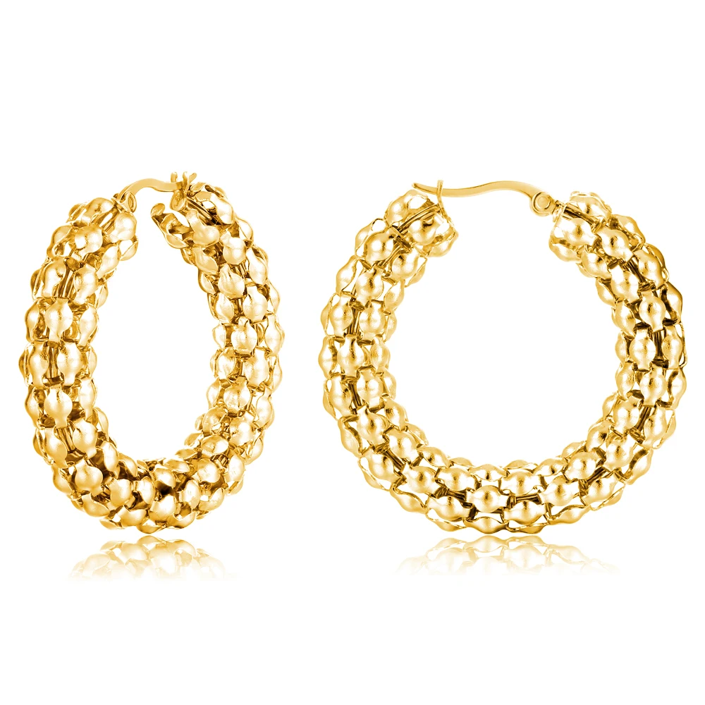 Delicate 22 Karat Gold Beaded Hoop Earrings