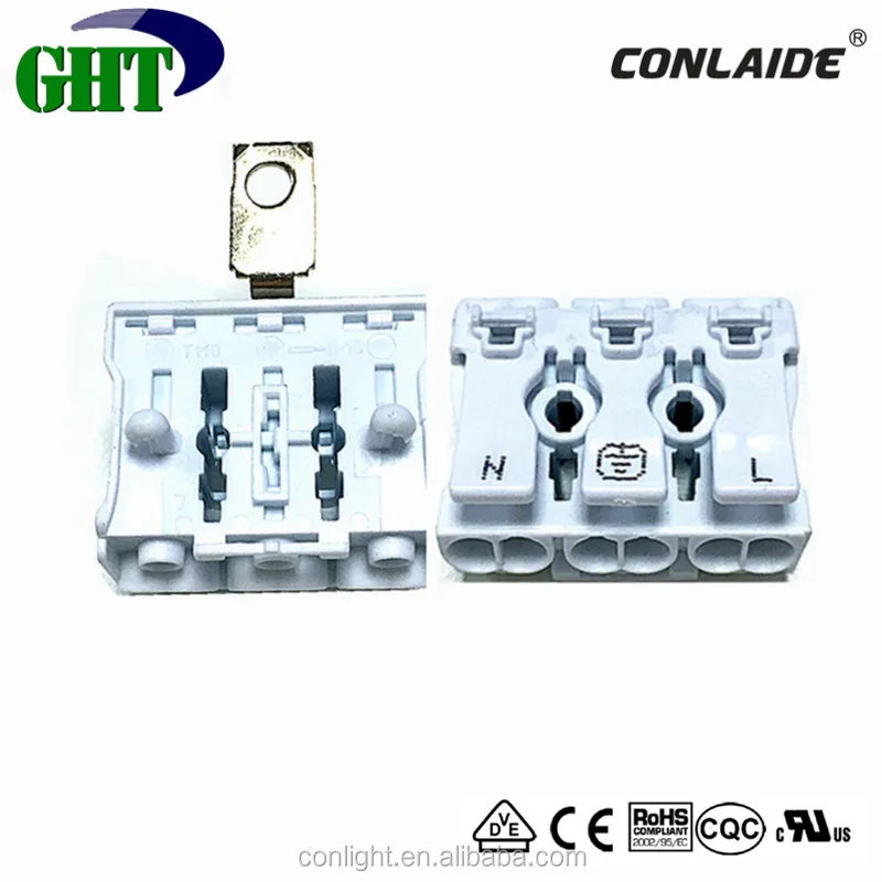 Conlight P02 Series Easy Mounting 3 Pin Push Wire Terminal for Lighting