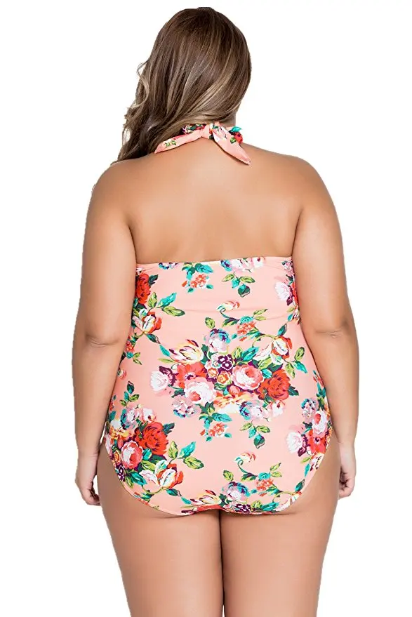 Оптовая продажа Индивидуальный Женский винтажный слитный купальник KY в стиле ретро монокини с цветочным принтом для полных