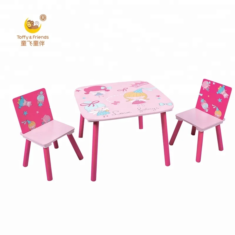 Wooden Kids Study Table and Chairs Set