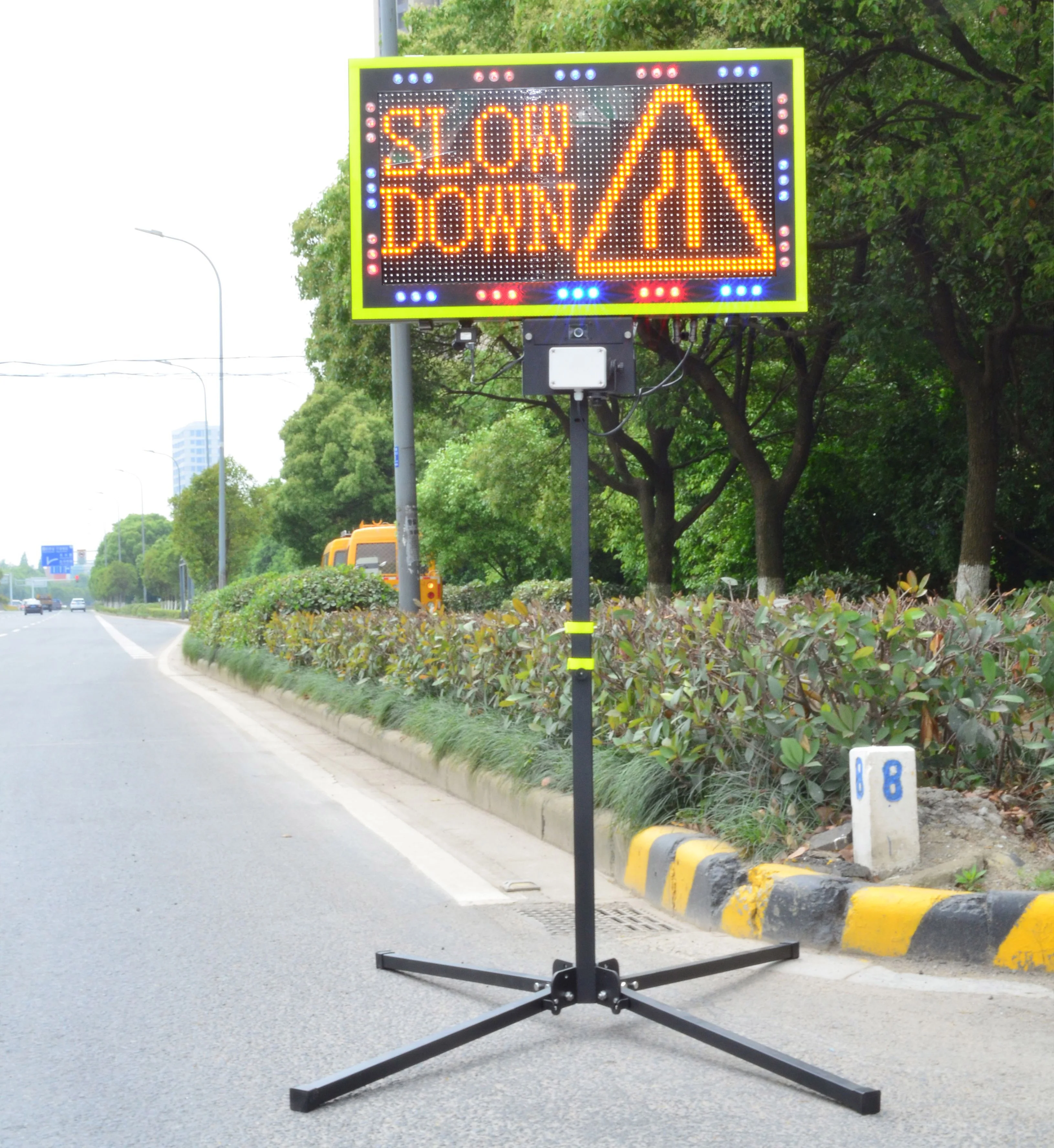 Portable Radar Speed Sign Feedback App Send Message With Early-warning Buzzer Display