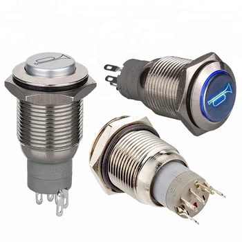 thumbnail image 2 of Linkstyle 16mm Momentary Horn Push Button Switch, 2V 20A Waterproof With Blue LED, 5Pin Pre-Wired Harness For Car Boat Truck Motorcycle 2 of 9