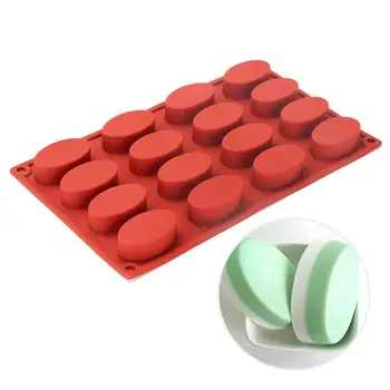 Silicone Oval Mold - 16 Cavities Nonstick Silicone Cake Mold, Soap Mold Chocolate Molds, Ice Cube Tray