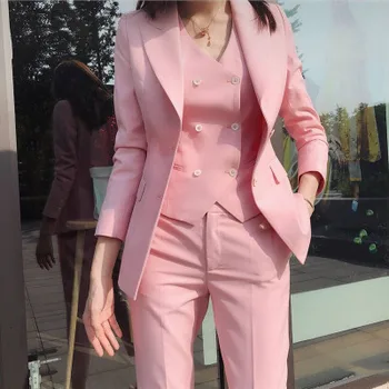 Wish Hot Sell Ywhola Women Three Pieces Of Business Suit Elegant Casual Suit British Style Party Suit