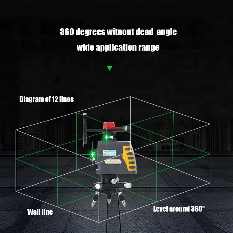 
 Высокоточный лазерный уровень Yilong 3D12 с поворотом на 360 градусов полный набор из двух батарей  