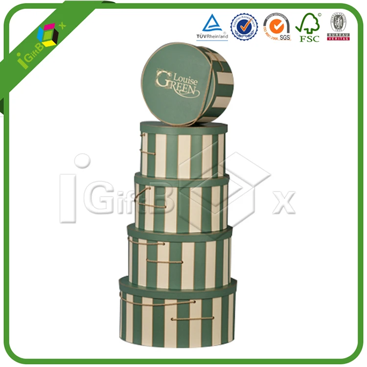 Antique Decorative Extra Large Round Cardboard Storage Cowboy Packaging Hat Boxes for Shipping Baseball  with Lids