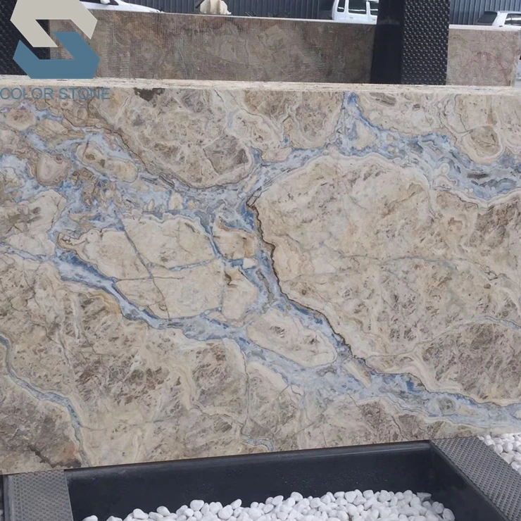 Xiamen Color Stone blue jeans marble slabs, polished