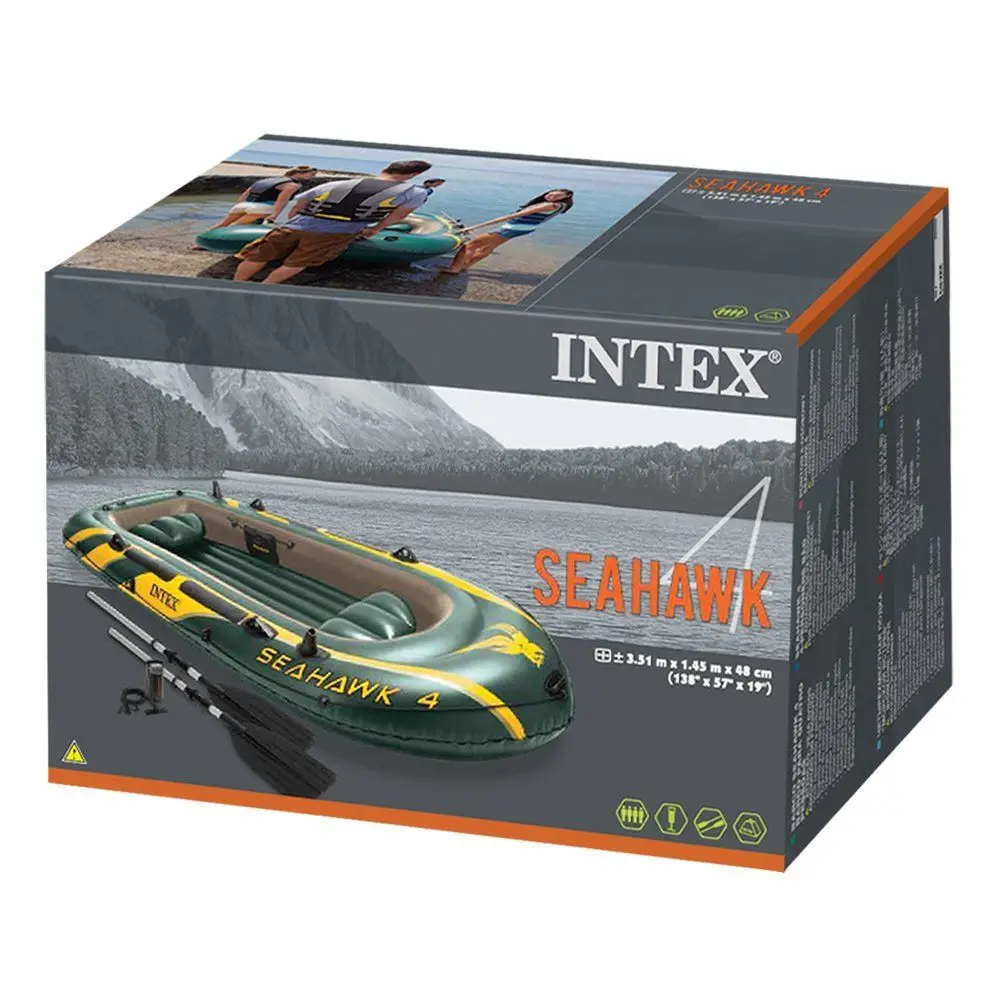 Intex 68351Sport Series Inflatable Boat Seahawk 4 Set Seahawks