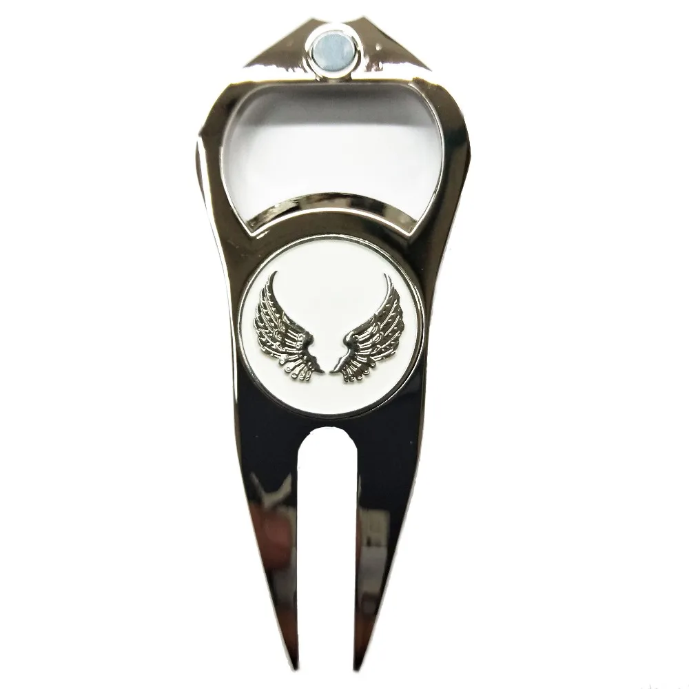 Customized Golf Cleaner Multi Functional Grass Ball Pit Repair Tool with Ball Marking Green Fork Bottle Opener