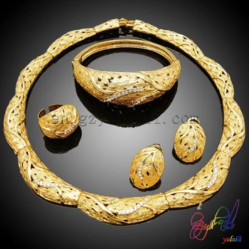22k gold plated jewelry Sets african bridal jewelry Sets white CZ jewelry Sets