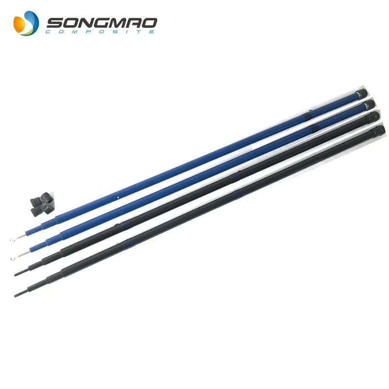 China Manufacture 15m 18m 20m Telescopic Fiberglass Flag Pole Mast With Metal Base
