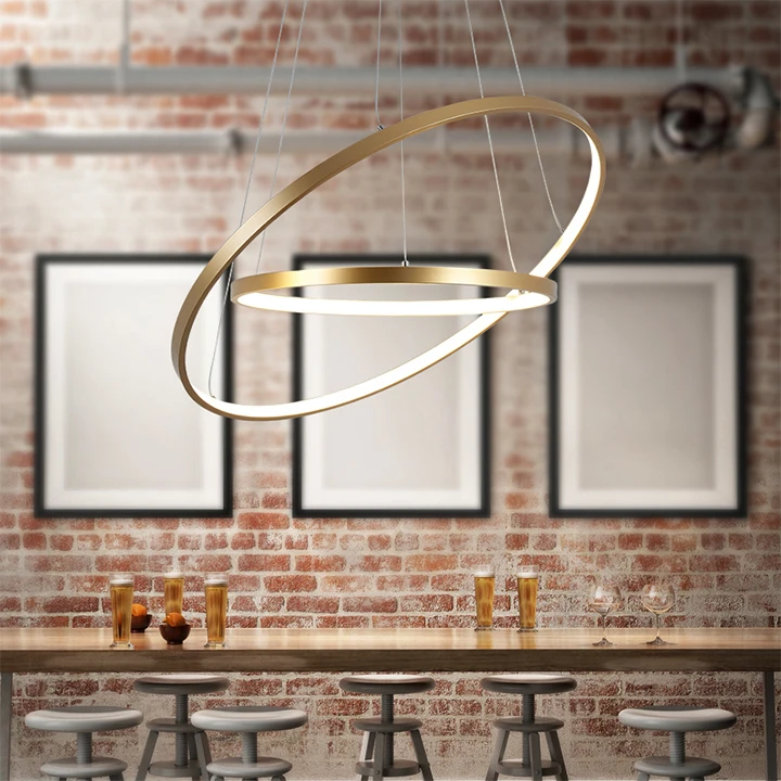 
 Светодиодный современный подвесной светильник с одним кольцом, люстра с металлическим кольцом, подвесной кольцевой светильник  