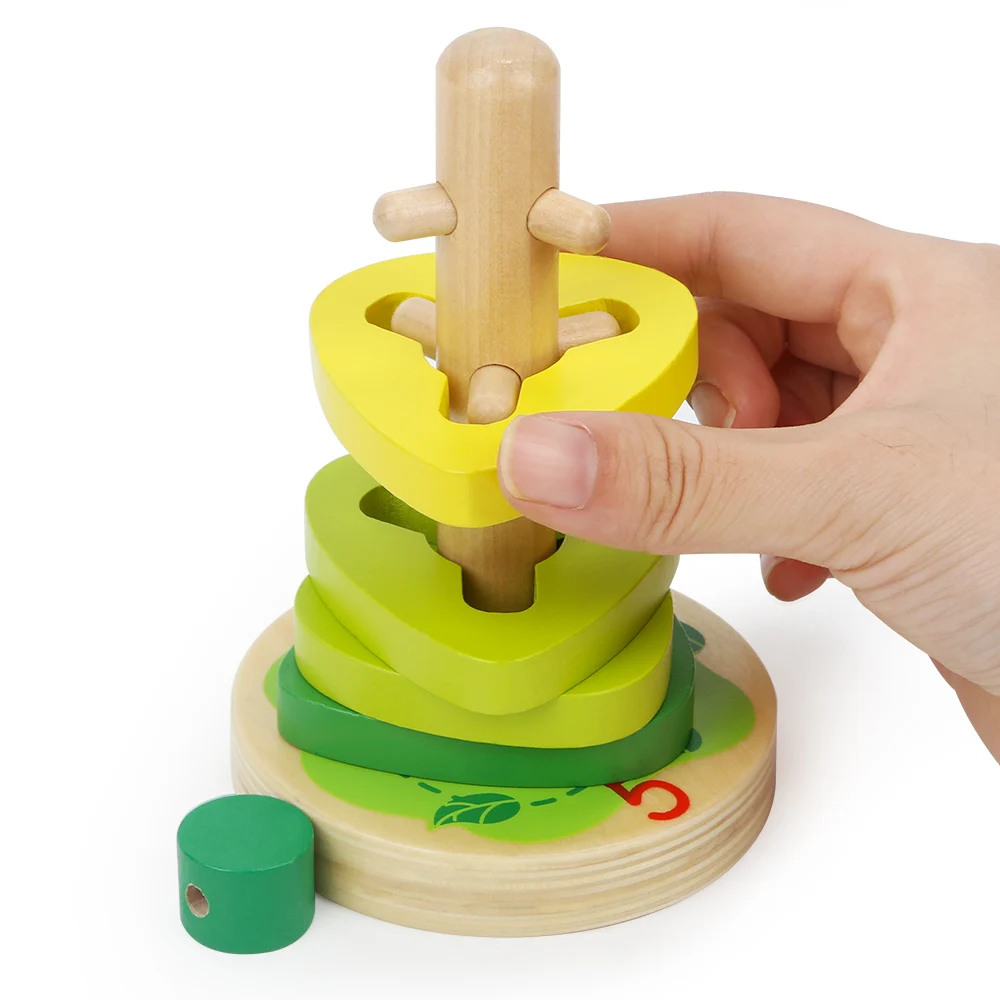Лучшая Яркая деревянная гусеница радужная образовательная штабелеукладывающая игрушка