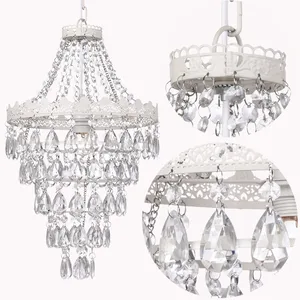 1L Elegance  White Crystal Teardrop Droplets Chandelier NS-120265 Pendant Lamp