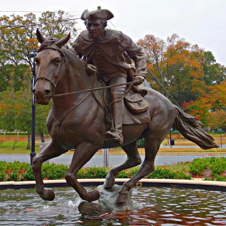 Brass Warrior Cast Horse and Rider Metal Sculpture Napoleon Statue