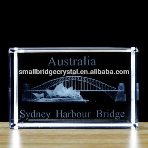 Lucrări de artă cu cristale cu laser 3d cu ridicata Sydney Harbour Briday pentru decorațiuni de cristal pentru acasă