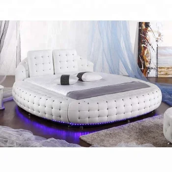 Modern Furniture Latest White Leather Double round Bed