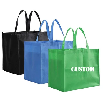 Large Reusable Handle Grocery Tote Custom Cheap Non Woven Shopping Bag