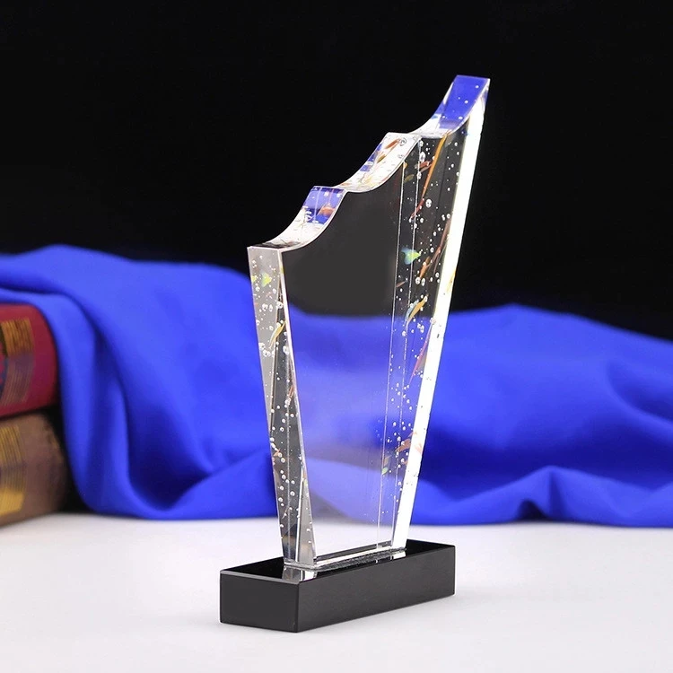 Modern Cut Crystal Trophy Awards Plaque for Custom Engraving Ornament Souvenirs