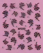 black 3D rose design Water Transfer Nails Art Sticker decals lady women manicure tools Nail Wraps