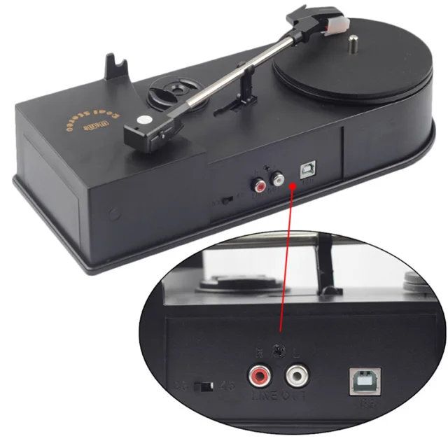 EC008B USB Mini Phonograph/Turntable/Vinyl Turntables Audio Player, Support Turntable Convert LP Record to CD or MP3 Function