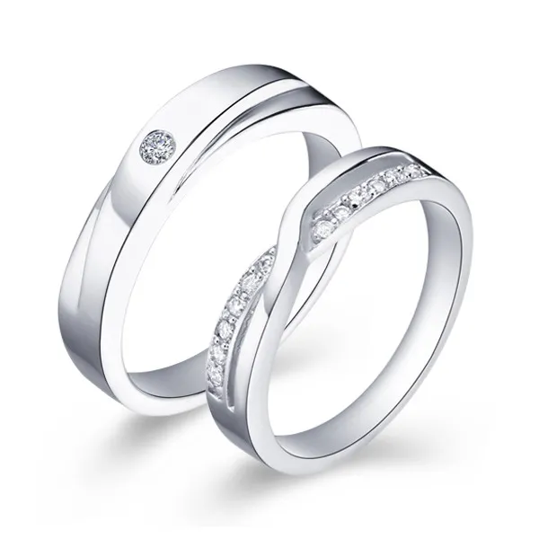 Personalized Sterling Silver Couple Wedding Rings Set Gullei.com