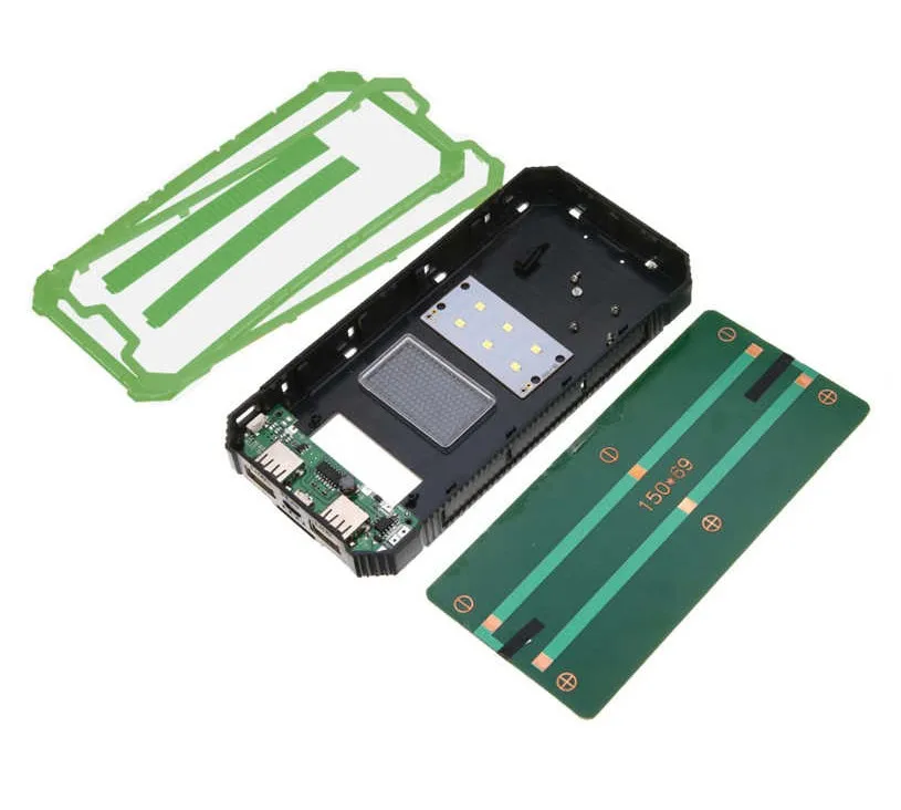 LED Dual USB Ports Solar Panel Power Bank Case Charger DIY Kits Box