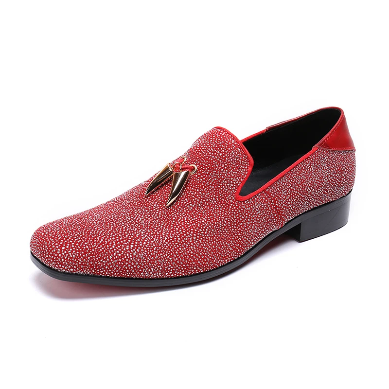 NA136 Genuine Leather Men Wedding Party Red Silver Dress Shoes Slip on  Pointed Toe Tassel Loafer Male Footwear Size 39-46| Alibaba.com