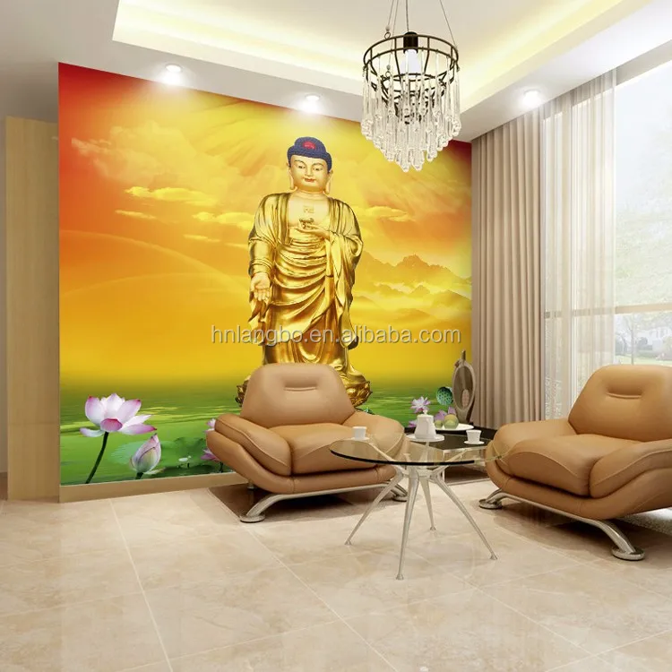 3d Stereo Custom Golden Buddha Wallpaper Mural Living Room Sofa Background  Temple Wallpaper - Buy Golden Buddha Wallpaper,Custom Wallpaper,Temple  Wallpaper Product on 