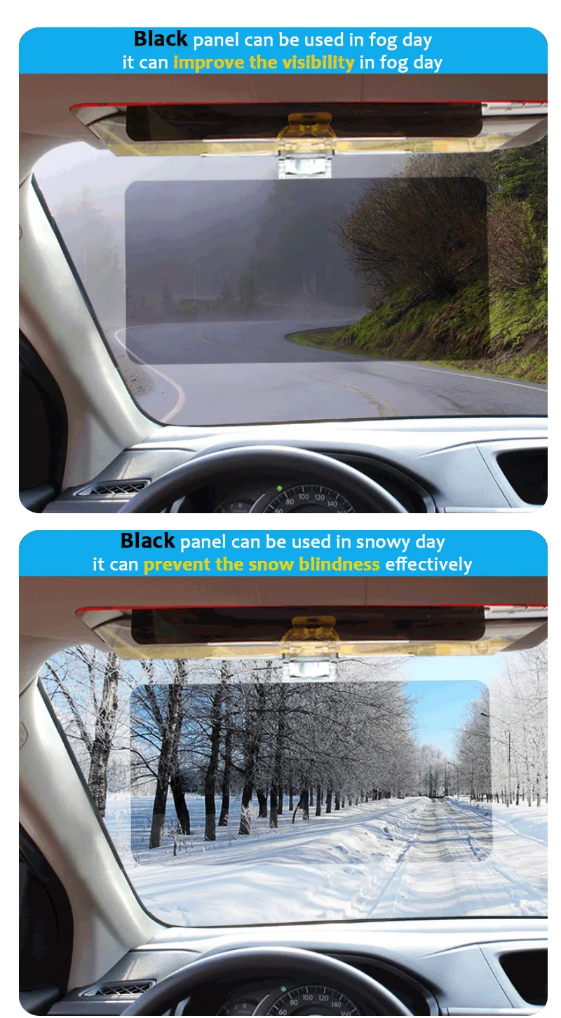 Clear View Hd Vision Rotary Car Windshield Sun Protector Auto Day And
