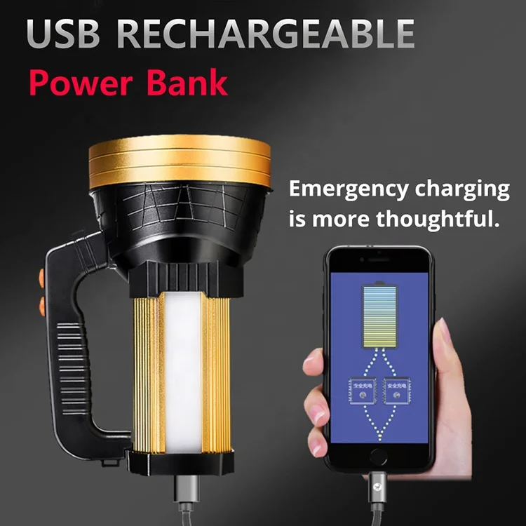 Outdoor  Long Distance Usb Rechargeable Led Searchlight Led Spotlight Torch 10W T6 Search Light Handheld for Camping