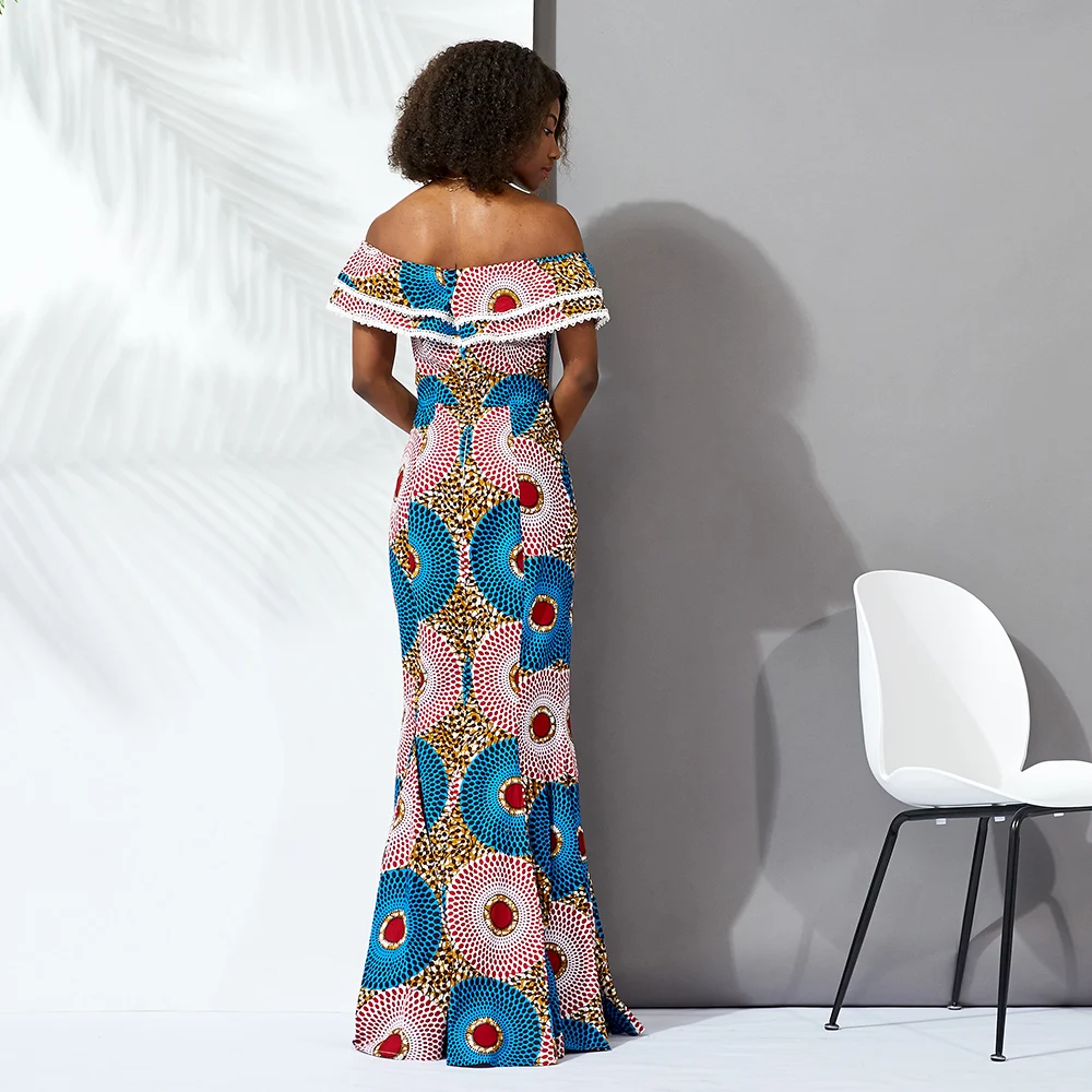 African Print Kitenge Designs Traditional Dress Long Sleeve Party Wear Dresses For Women