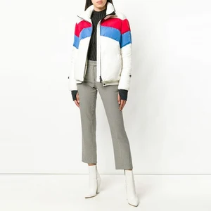 Mesh Contrast Stand Collar White Down Jacket Female Winter Jackets Women Coats Padded