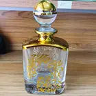 2021 hot sale Arabic attar bottle display golden decanter bottle glass perfume for oudh